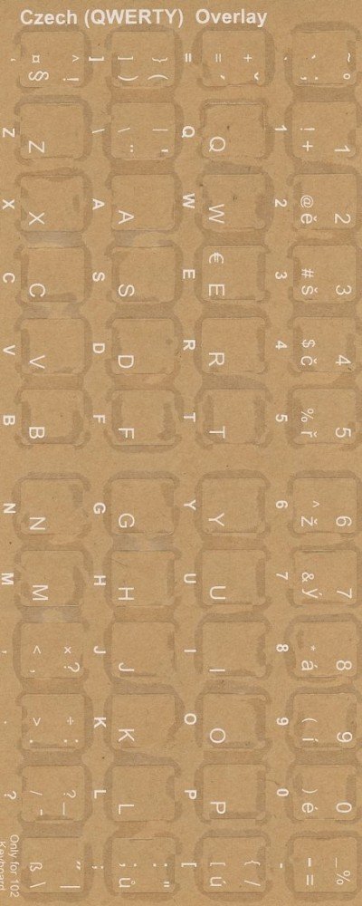 Czech keyboard stickers (White for Black Keyboards)