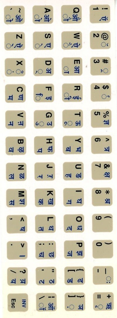 Keyboard Stickers for Hindi - Devnagri (Opaque Beige BG-Blue/Black)