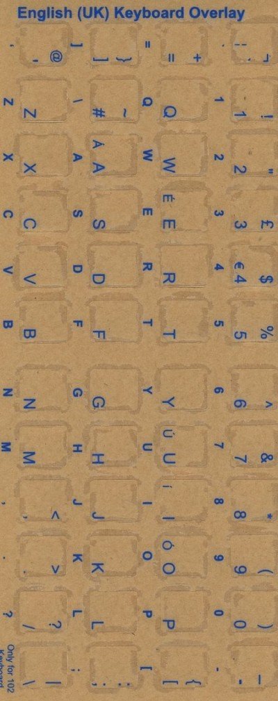 English UK keyboard stickers (blue)