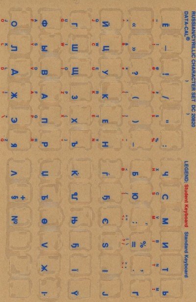 Keyboard Stickers for Russian/Cyrillic blue