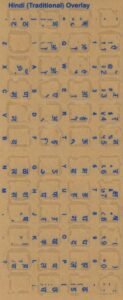 Keyboard Stickers for Hindi (traditional) blue