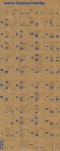 Latvian Keyboard Stickers - Labels - Transparent Overlays with Blue Characters